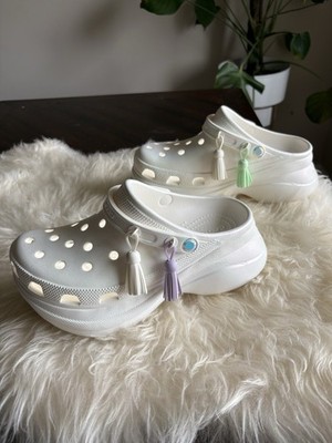 Crocs Classic Festival Iridescent Clog Womens size 10 Platform Edition W/ Tassel