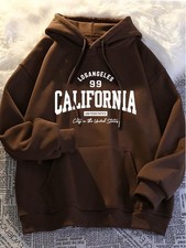 Men's Vintage California Lettering Hooded Sweatshirt - Print Pullover Hoodie ❀