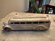 Vintage Greyhound Metal Toy Bus Vehicle, Silver Greyhound Theme Collectible