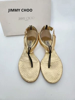 JIMMY CHOO Sandales Mule À Chaîne Avec Bride Dorées Femme 37 - Photo 1/4