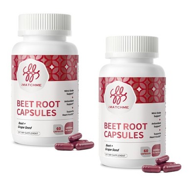 2Pack Beet Root 1800 mg Strength 20:1 Extract, 60 Capsules Nitric Oxide Support
