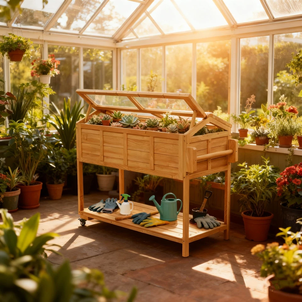 Elevated Raised Garden Bed, Garden Box with Legs & Storage Rack for Patio Porch - Image 4 of 4