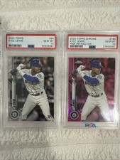2020 Topps Chrome Kyle Lewis PSA 10 GEM MINT Pink RC 2 Card Lot Mariners