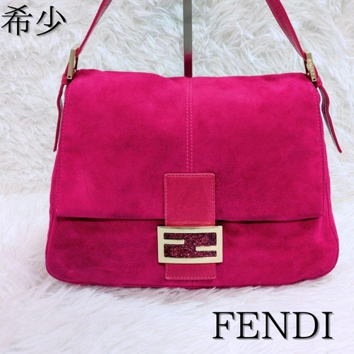 Rare color☆ FENDI Mamma Baguette Shoulder Bag Suede