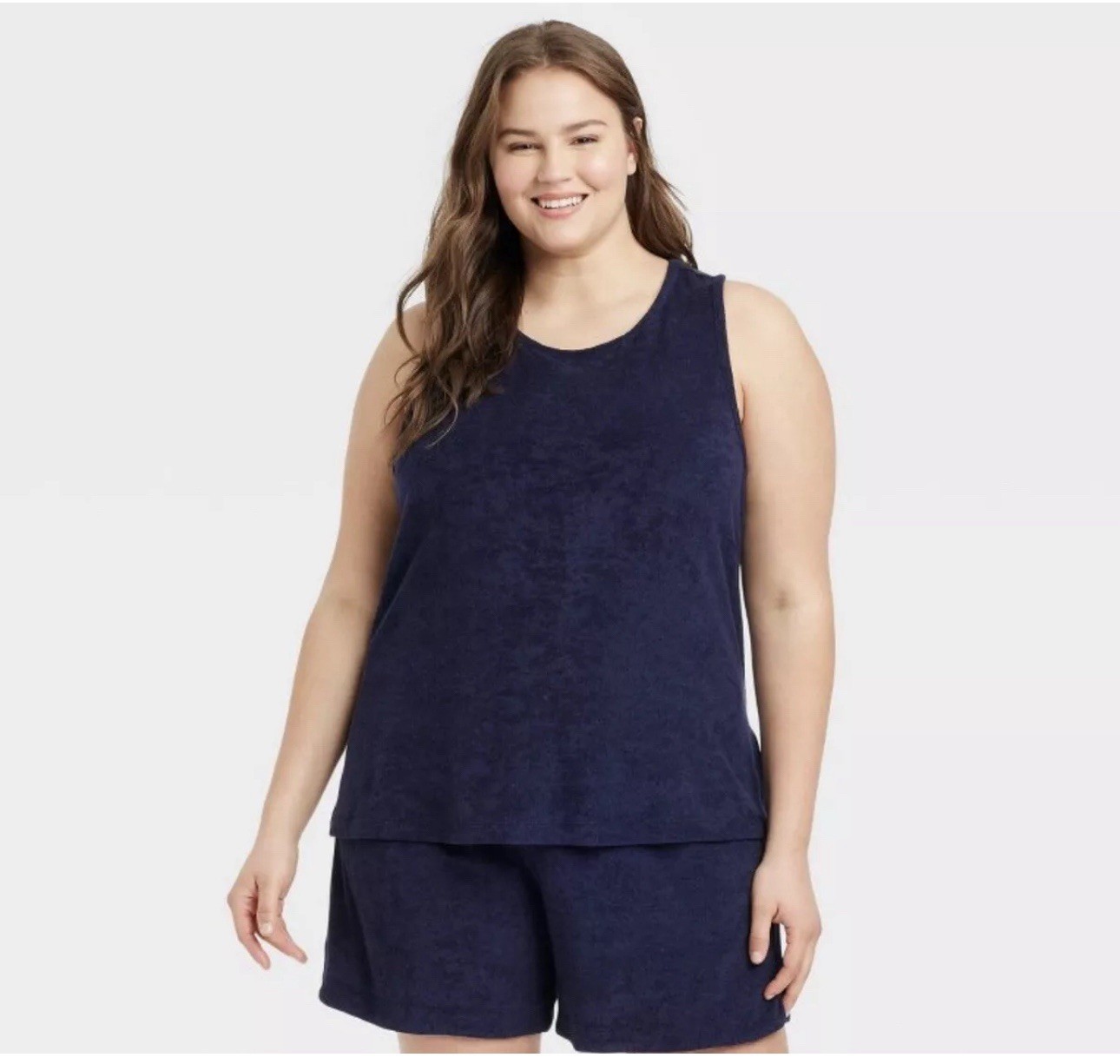 A New Day Tank Top Women's Terry Tank Top Blue Large Blue Tank Top