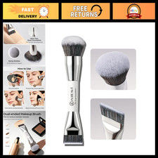 Dual Foundation Brush for Liquid Makeup - Flat  Dome Design for Flawless Applic
