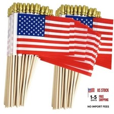 pack Fade Resistant Small American Flags On Stick,4x6 Inch US Flags for 100