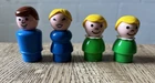 Fisher-Price Little People Vintage Figures Lot of 4 Blue & Green
