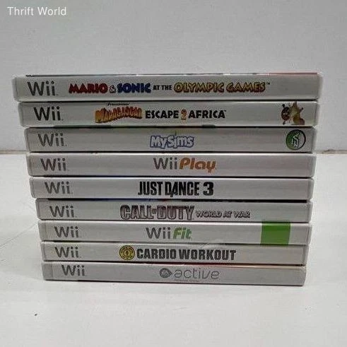 Call of Duty Mario & Sonic 9 Nintendo Wii Game Lot Just Dance Wii Fit MySims