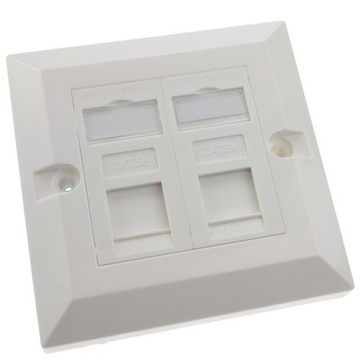 RJ45 Abdeckplatte Wandsteckdosen Cat5E Doppel 2 Port mit Keystones Buchsen