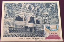 CARTE maximum 1er jour Monaco 1966 SALLE GARNIER SALE DE L'OPERA DE MONTE CARLO