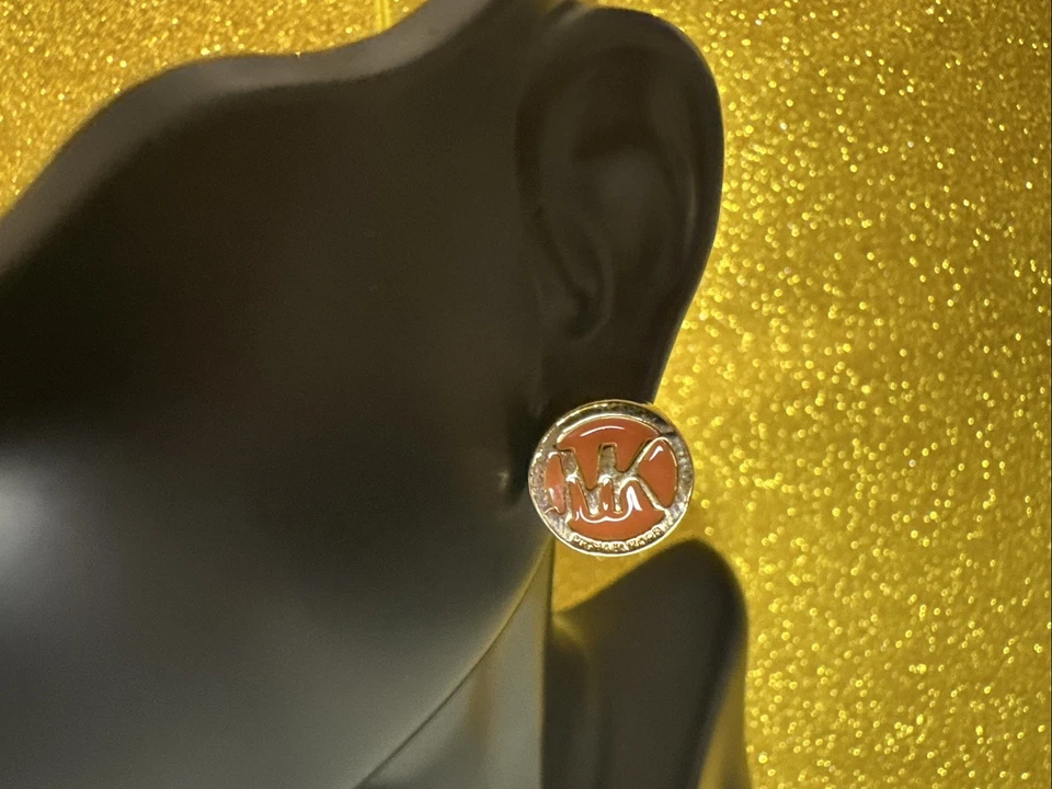 Pendientes perforados redondos pequeños Michael Kors. MK en Oro W Naranja (HALLAZGO RARO) Foto 2 de 4