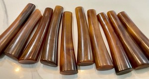 10–BEAUTIFULLY MARBLED BAKELITE UTENSIL PIECES SEE PICTURES—-