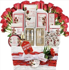 Valentines Day Gifts for Her, Birthday Gift for Women Spa Baskets Set, Red Roses