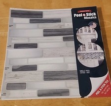 Peel Stick Mosaics 10" x 10" Grey Mist Composite Linear Wall Tile -5 packs NIP