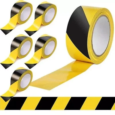 2YOU Black And Yellow Hazard Tape Roll Self Sticky Safety Reflective Floor 50M x 50m
