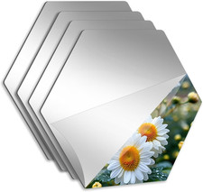 4 Pack Acrylic Mirror Stickers, 3D Hexagon Flexible Plastic Mirror Tiles for Wal