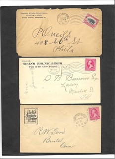 USA 1897 1901 3xDIFF RAILWAY ADVERT COVERS INC GRAND TRUNK LINES & N.Y.N.H RAIL.