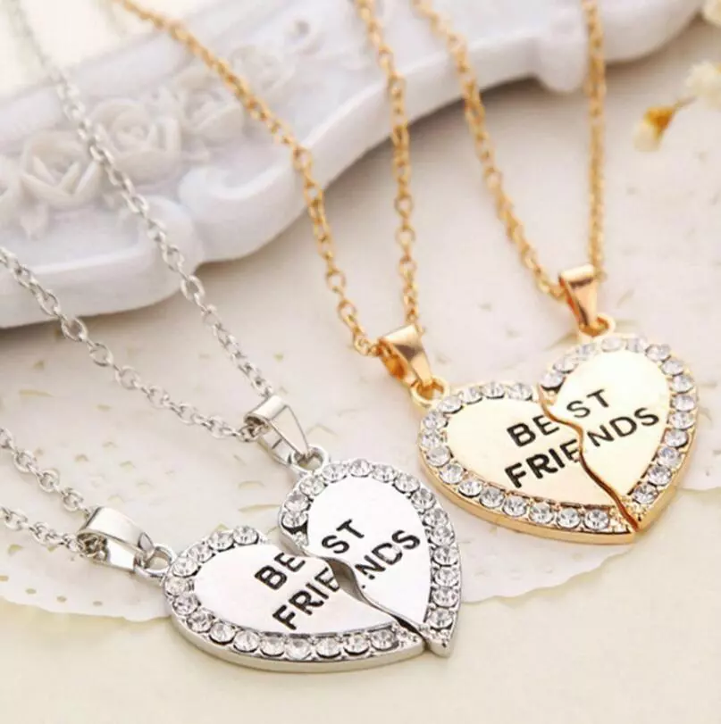 2 Best Friend Forever Chain Pendant Necklace Gifts BFF Broken