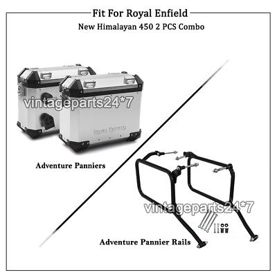 Original Royal Enfield Himalayan 450 Packtaschenschienen und Box, Paar Silber