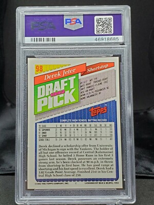1993 DEREK JETER SIGNED TOPPS ROOKIE CARD AUTO RC AUTOGRAPHED 98