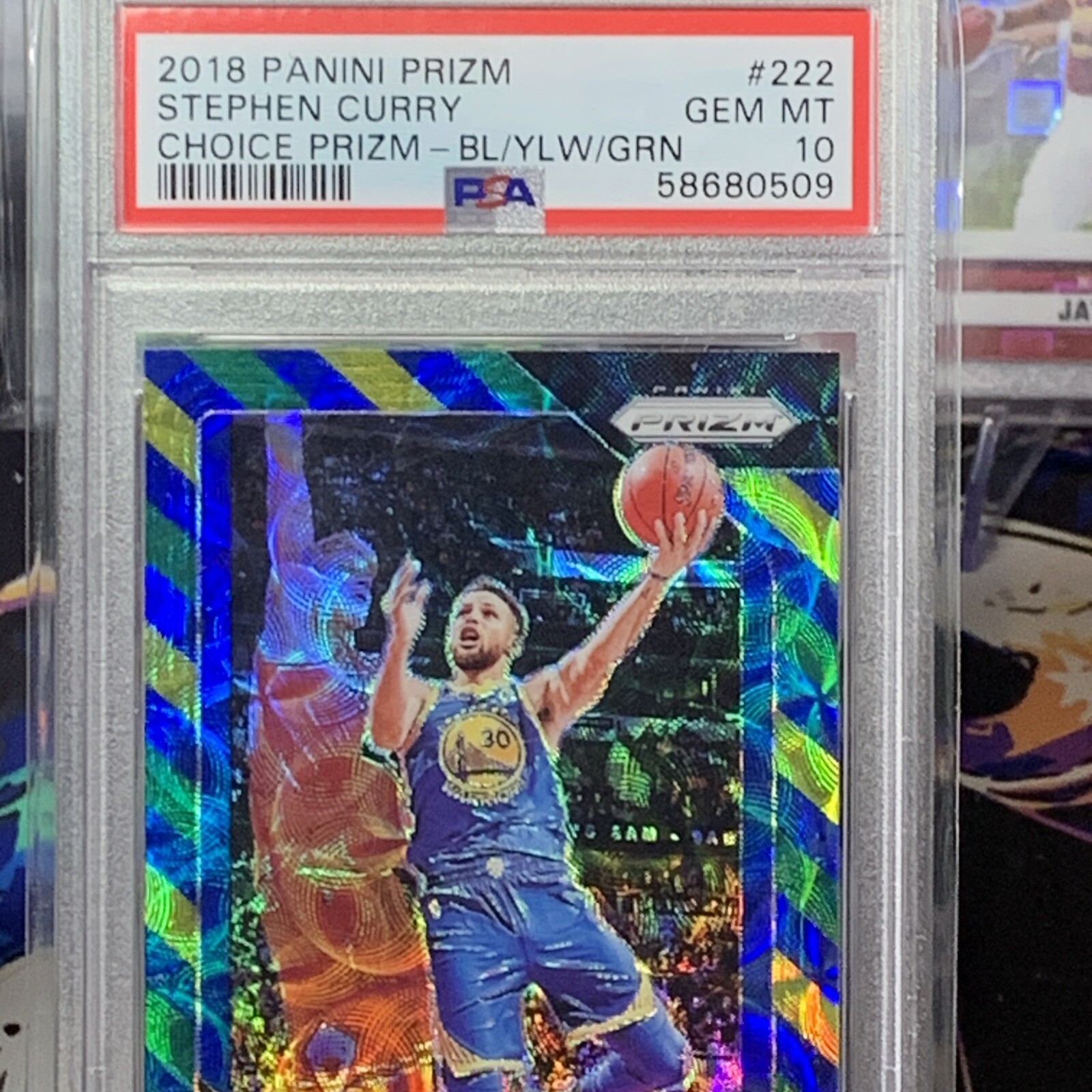 2018 Stephen Curry Choice Prizm Blue/yellow/green PSA 10