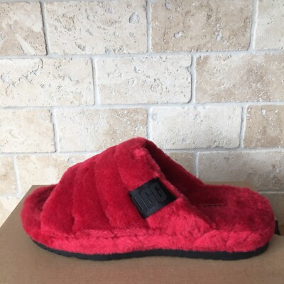 UGG ALL GENDER FLUFF YOU SAMBA RED SLIDE SLIPPERS SHOE MEN 