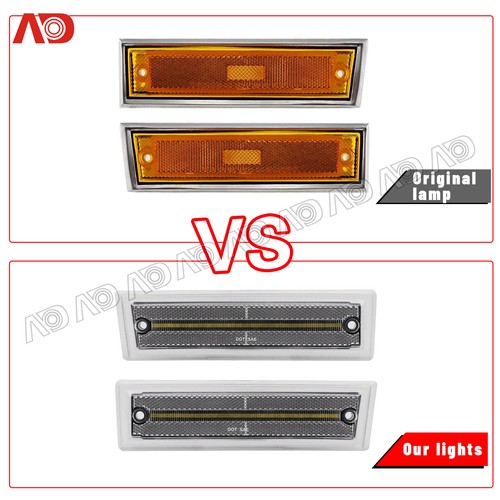 White LED Front Side Marker Light Clear Lens For 81-91 Chevrolet C10 C20 C30 GMC - Picture 6 of 11