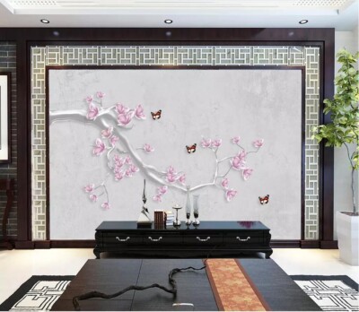 3D Pink Branch ZHUA8284 Wallpaper Wall Murals Removable Self-adhesive Ann 24
