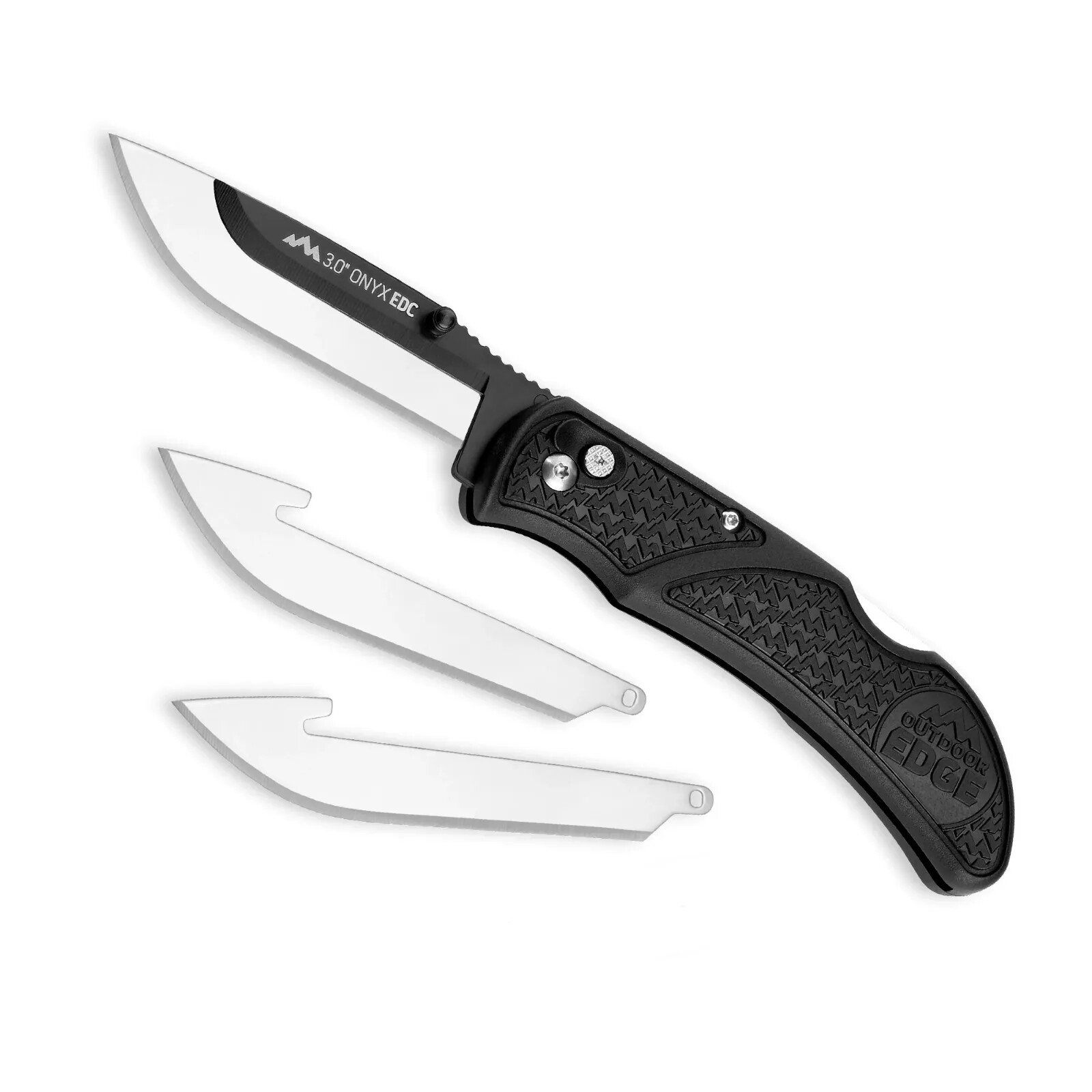 Outdoor Edge 3.0" Onyx EDC Black Replaceable Blade Folding Knife 3 Blades OX-30C