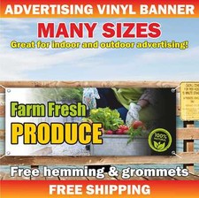 FRESH PRODUCE Advertising Banner Vinyl Mesh Sign Farm Market Retail Store Farmer