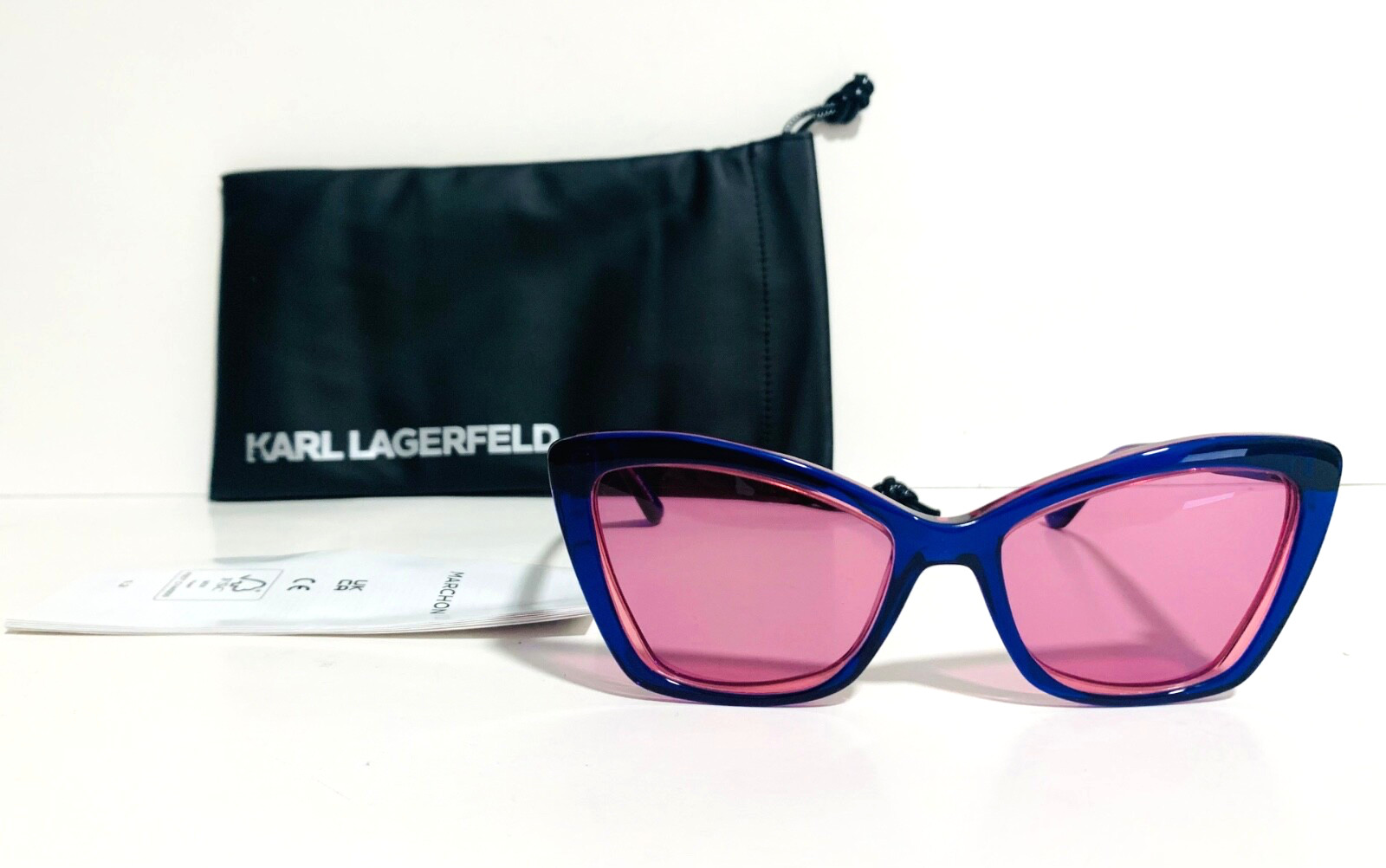 Karl Lagerfeld Kl6105S 424 Transparent Blue Pink Cat Eye Sunglasses 54-17-140