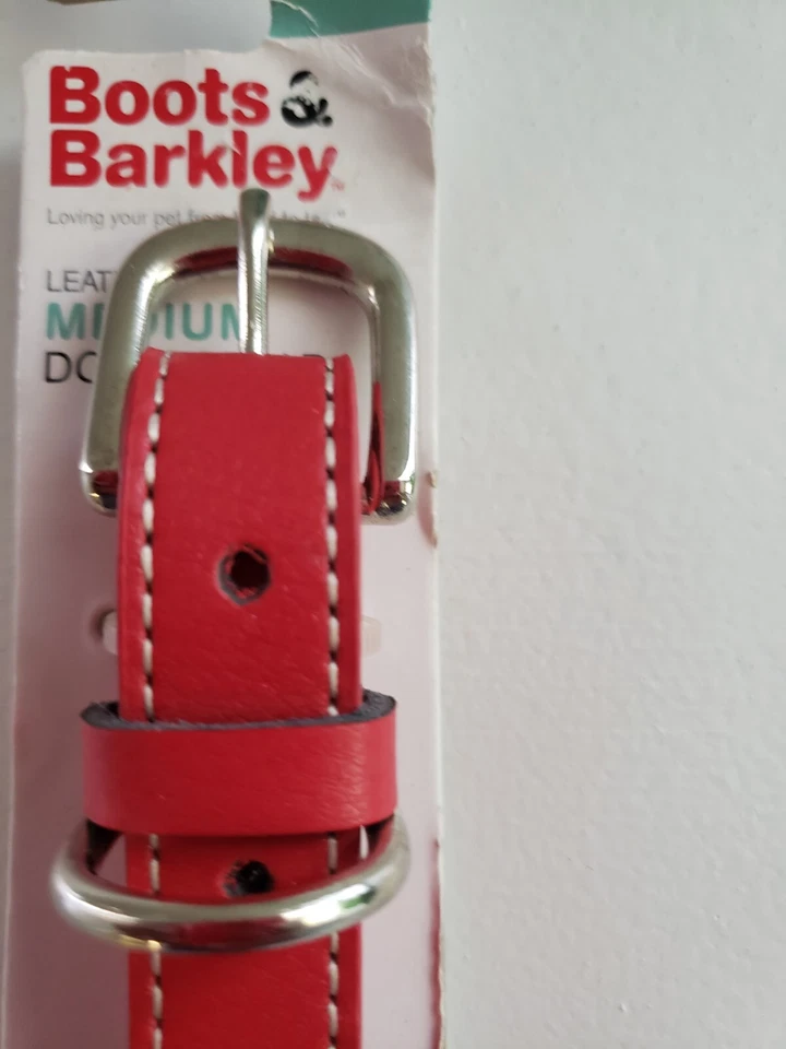 Red Leather Dog Collar for Medium Sized Dogs - Image 2 of 4