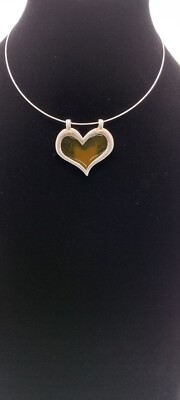 SIGNED EXPRESS Silver Tone Metal Chain Multi-Colored HEART Pendant Necklace
