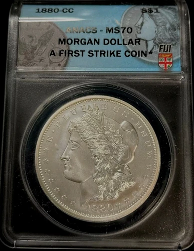 1880 MORGAN CC silver Dollar ANACS MS 70 FIRST STRIKE CARSON CITY FIJI MINT