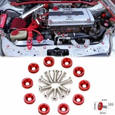 10PCS Red CNC Fender Bumper Washer Engine Bay Dress Up Kit For Honda Accord CRV