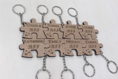 X Personalised Jigsaw keyring,wedding, Anniversary, Family, Bff,  puzzle,bestie UK