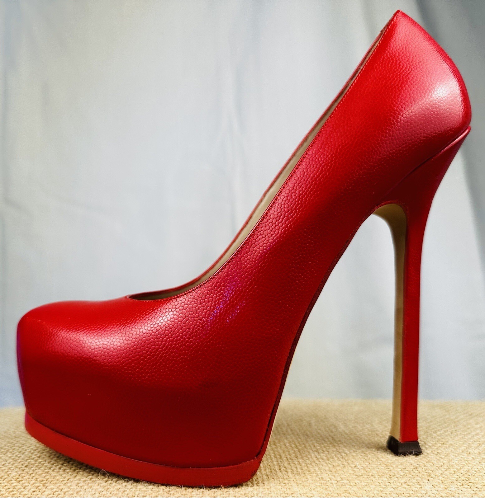 SAINT LAURENT Autentica Pompa Tacchi Piattaforma YSL Grano Rosso Pelle TRIBTOO ITALIA 38