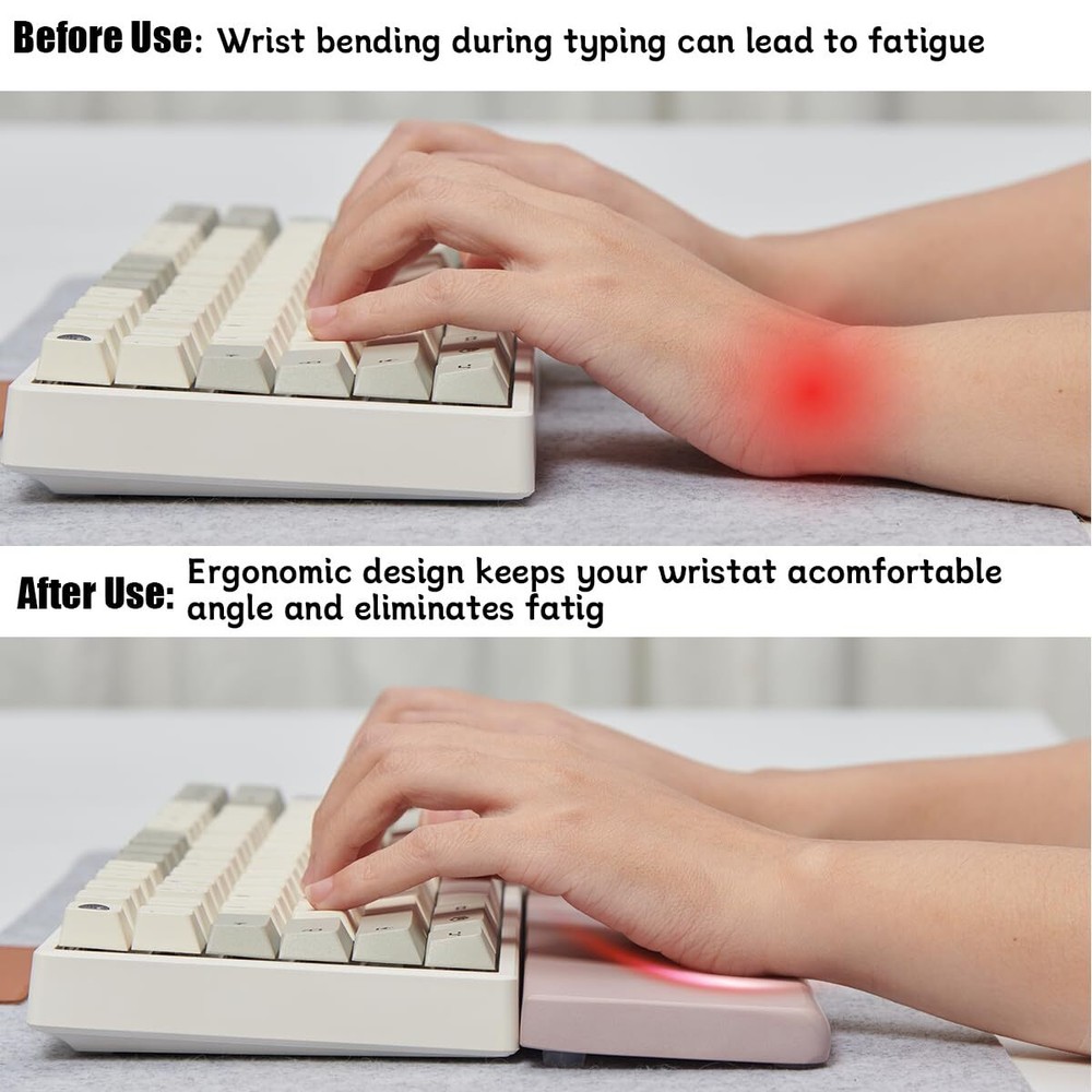Non-Slip Ergonomic Quartz Stone Wrist Rest for Mechanical Keyboards