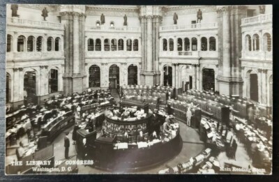RPPC Postcard~ Library Of Congress~ Reading Room~ Washington D.C.