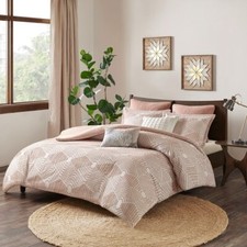 Ink Ivy Ellipse King/Cal King Blush Jacquard Cotton 3-Pc Duvet Cover Set BED52