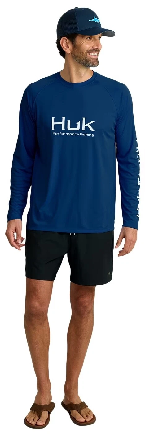 Huk Vented Pursuit Logo Graphic Long-Sleeve Shirt for Men - Naval Academy - 3XL