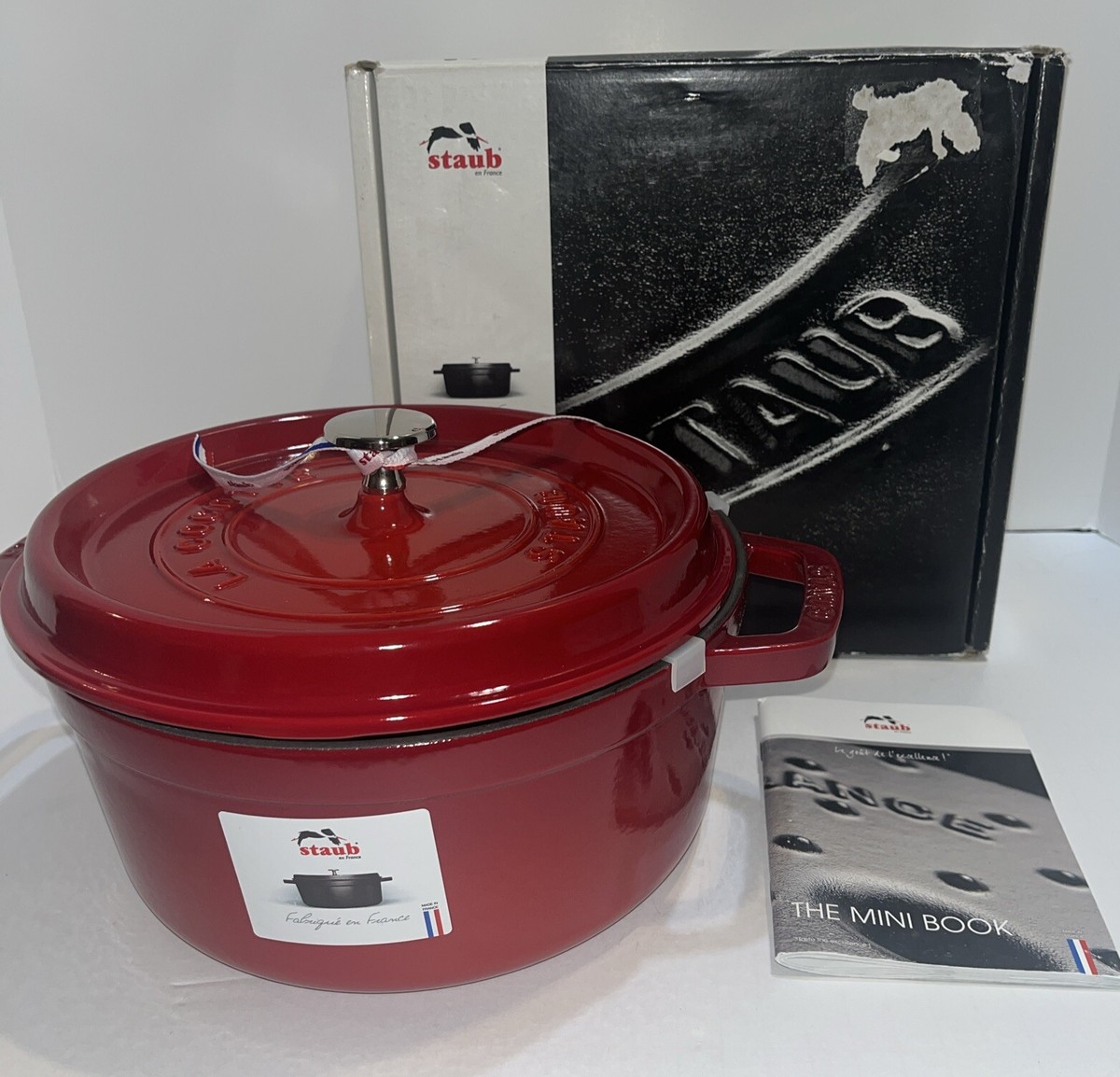 Staub Cast Iron 4-qt Round Cocotte #24 Red 9/3.8 | eBay
