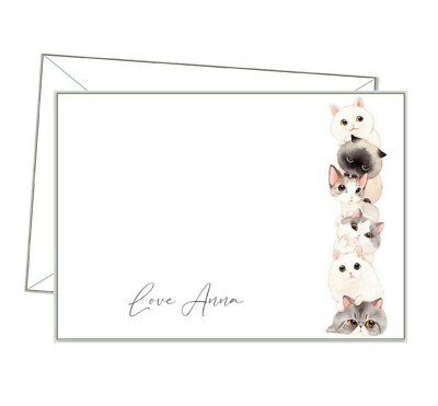 KATZEN personalisierte NOTIZKARTEN X10, Schreibpapier, Kätzchen Tiere Notizpapier sc55