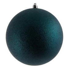 Vickerman 4.75" Plastic Ball Ornaments in Glitter Midnight Green (Set of 4)