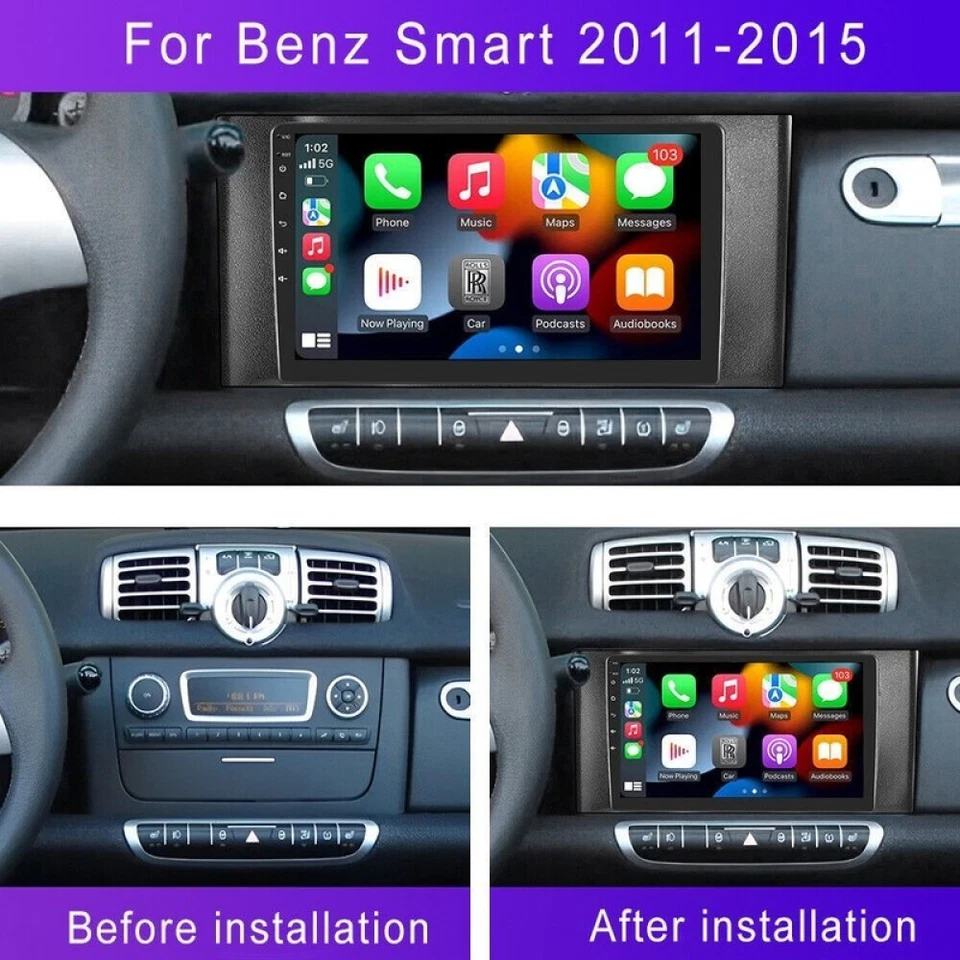 For 2010-2015 Smart Fortwo 451 Apple Carplay Android 15 Car Stereo Radio GPS NAV - Image 2 of 4