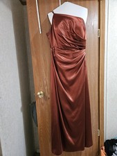 Davids Bridal Dress Cinnamon Draped One Shoulder Bridesmaid Dress Size 16