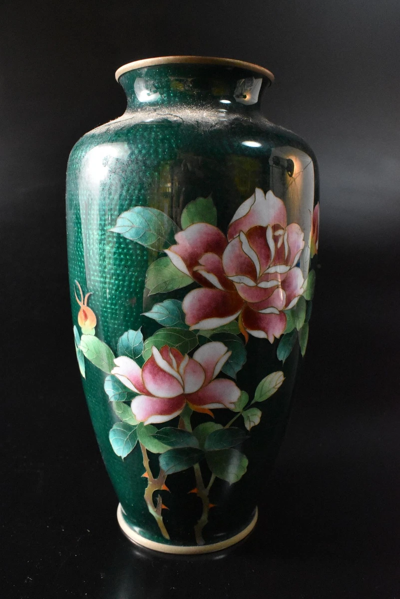 绿色景泰蓝日本古董花瓶| eBay