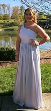 WHITE by Vera Wang Light Gray One Shoulder Bridesmaid Dress Size 14