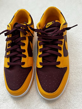 Nike Dunk Low Retro Men s Low Top Lace-Up Colorblock Sneakers Yellow/Burgundy